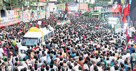 AIADMK general secretary EPS at a campaign in Katpadi