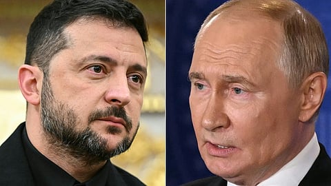 Ukrainian President Volodymyr Zelensky (L) and Russian President Vladimir Putin.