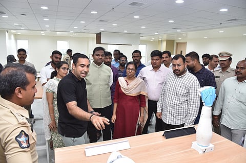 Guntur district collector S Nagalakshmi, SP Satish Kumar along with other officials inspected arrangements for CM's two-day visit in Mangalagiri.