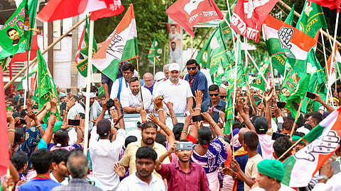 Leader of Opposition in the Lok Sabha Rahul Gandhi, RJD leader Tejashwi Yadav and others during 'Voter Adhikar Yatra', in Bihar, Aug. 22, 2025.