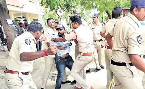 A large number of youths gathered demanding a public apology and the MLA's suspension from the party.