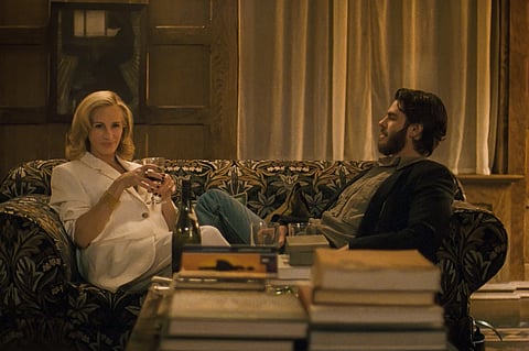 This image released by Amazon MGM Studios shows Julia Roberts, left, and Andrew Garfield in a scene from “After the Hunt.”