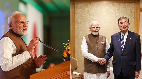 Prime Minister Narendra Modi with Japanese Prime Minister Shigeru Ishiba.