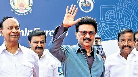 CM MK Stalin at Chennai airport before embarking on a week-long trip to Germany and UK