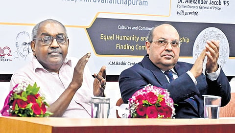 Former Supreme Court Judge Rohinton Nariman and former Kerala DGP Alexander Jacob attending the K M Bashir Memorial Lecture on Monday.