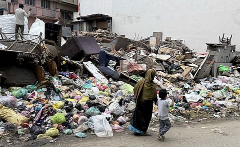 Garbage dumped on Ambedkar Nagar main road at Kushal Nagar, KG Halli in Bengaluru.
