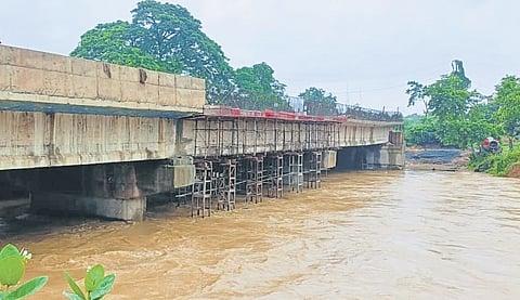 The swollen Jalaka river at Mathani in Basta block of Balasore district