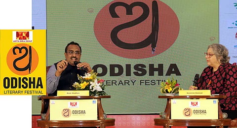 Politician and Thinker Ram Madhav speak to senior journalist Kaveree Bamzai during the session 'The Hindutva Paradigm: A New Definition' at Odisha Literary Festival, in Bhubaneswar on Sunday.