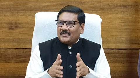 GMC Commissioner P Srinivasulu addressing a press conference on Monday.