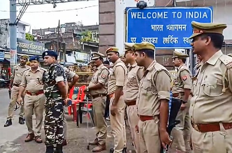 Security personnel keep vigil on the India side of the border with Nepal, in the aftermath of anti-government protests in the neighbouring country, in Mahrajganj district of UP, Wednesday, Sept. 10, 2025.