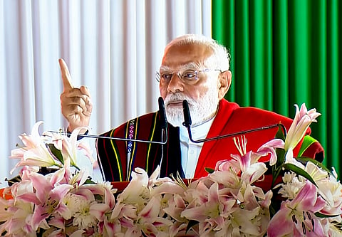 Prime Minister Narendra Modi in Churachandpur.