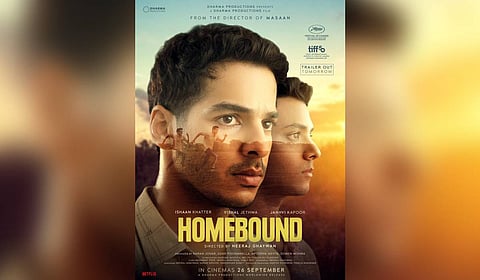 Poster of filmmaker Neeraj Ghaywan's Hindi film "Homebound"