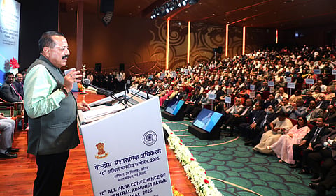 Union Minister for the Department of Personnel, Public Grievances and Pensions Dr Jitendra Singh speaking at the 10th All India Conference of the Central Administrative Tribunal.