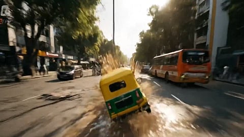 For Grand Theft Autorickshaw, Harin Nitisvaar used AI to
generate JSON prompts and stitched static frames into a video