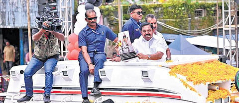 AIADMK gen secy EPS at a campaign in Gudalur on Wednesday