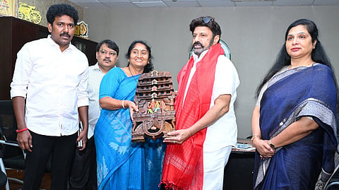 Minister for Handlooms S Savitha along with Hindupur MLA N Balakrishna.