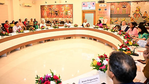 Chief secretary Manoj Ahuja unveiling WhatsApp chatbot ‘Ama Sathi’ at Bhubaneswar on Friday