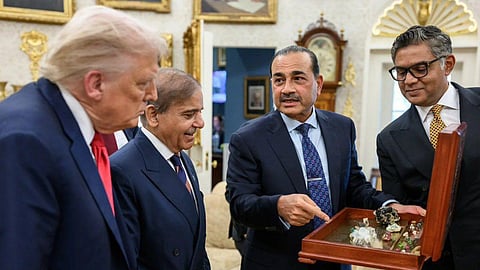 Donald Trump with Shehbaz Sharif and Asim Munir at the White House