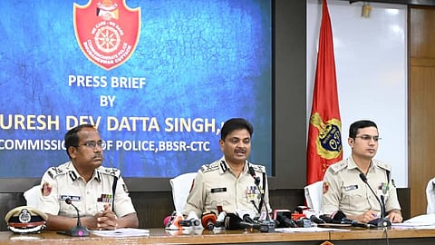 Police commissioner S Dev Datta Singh briefs mediapersons on Monday