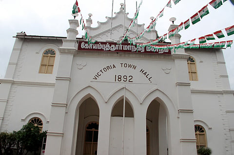 Coimbatore: (File Picture) Victoria town hall, wthere the Coimbatore City Municipal Corporation (CCMC) conducts council meetings in Coimbatore. (for A