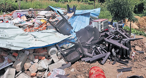 Illegally occupied structures near Basavatarakam Indo American Cancer Hospital & Research Institute in Hyderabad were demolished by HYDRAA officials on Friday.
