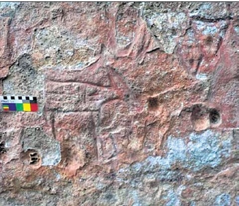 Rock art panel at Bhima Mandali