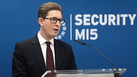 Director General of MI5, the UK's Security Service, Ken McCallum, delivers the annual Director General's Speech at Thames House, the headquarters of the UK's Security Service in London on Thursday Oct.r 16, 2025.