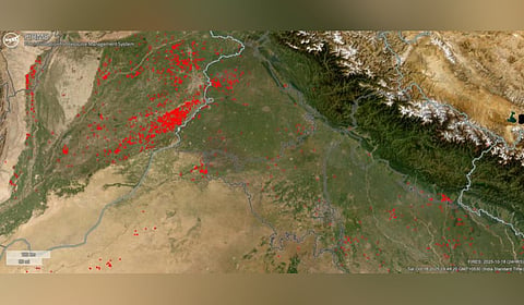 Satellite imagery of farm fires.