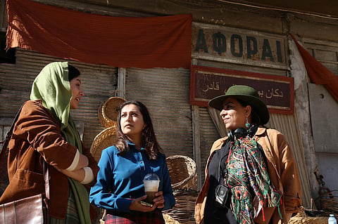 Roya Sadat directing her actors