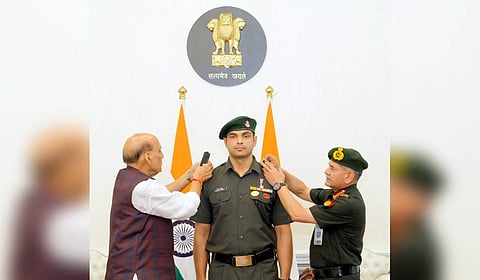 Defence Minister Rajnath Singh formally conferred the honorary rank of Lieutenant Colonel in the Territorial Army upon star javelin thrower and two-time Olympic medalist Neeraj Chopra.