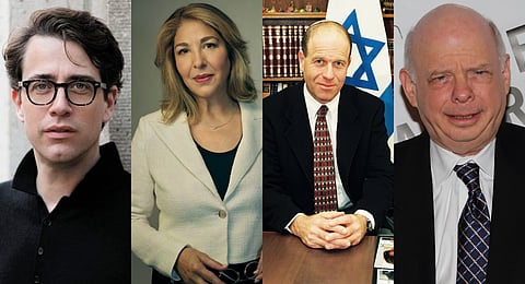 (From left to right): Pulitzer prize winner Benjamin Moser, Canadian author Naomi Klein, former speaker of the Israeli Knesset Avraham Burg, US actor Wallace Shawn.