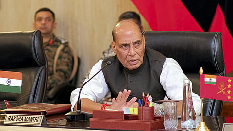 Defence Minister Rajnath Singh during Army Commanders’ Conference in Jaisalmer, Rajasthan, on October 24, 2025.