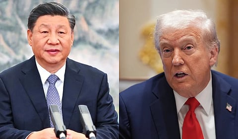 China's President Xi Jinping (L) and Donald Trump