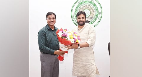 Commissioner of the Hyderabad Disaster Response and Asset Protection Agency (HYDRAA) AV Ranganath met deputy CM Pawan Kalyan on Friday.