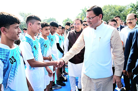 Chief Minister Pushkar Singh Dhami inaugurated the 'MP Sports Festival' at Rajiv Gandhi Navodaya Vidyalaya, Tapovan in Dehradun on Monday, October 27, 2025