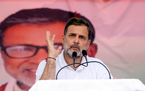 Muzaffarpur: LoP in the Lok Sabha and Congress leader Rahul Gandhi addresses a public meeting ahead of the Bihar Assembly elections, in Muzaffarpur, Bihar, Wednesday, Oct. 29, 2025.