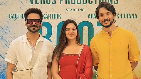 L to R - Aparshakti Khurana, Bhavya Trikha and Gautham Ram Karthik from the launch ceremony of Root