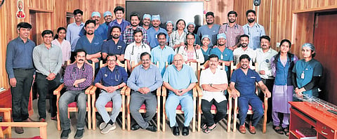 Medical team of GMC Thiruvananthapuram after the pacemaker surgery.