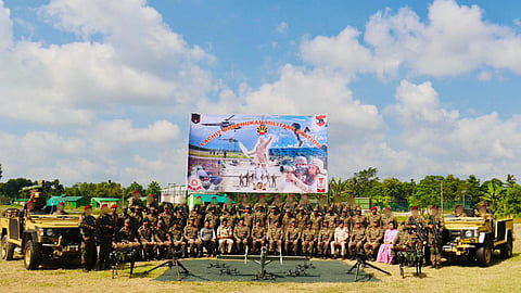 Lieutenant General Tiwari lays foundation stone of Lachit Borphukan Military Station at Dhubri.