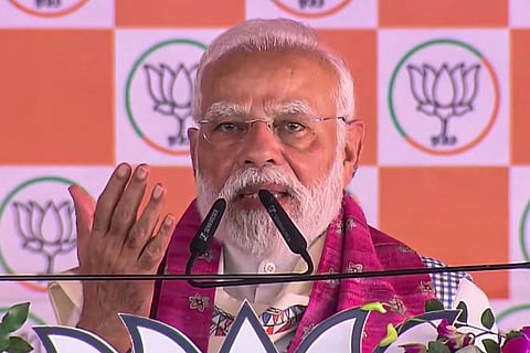 Prime Minister Narendra Modi addresses a rally as part of Bihar Assembly elections, in Araria.