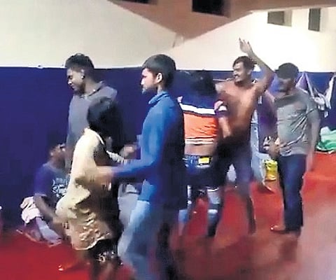 A video grab of prisoners dancing inside the Bengaluru Central Prison