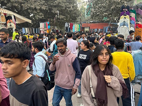 Shoppers at Sarojini Nagar market on Tuesday.