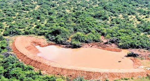 A water body in Murugammi Gram Panchayat of Prakasam district