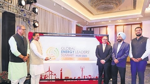 Union minister of Power Shripad Yesso Naik launching the logo of the global energy summit in New Delhi | Express
