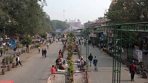 People near the Red Fort amid heightened security in the wake of a blast, in New Delhi on Thursday.