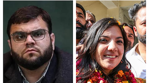 PDP's Aga Muntazir, BJP's Devyani, who won Budgam and Nagrota bypolls respectively.