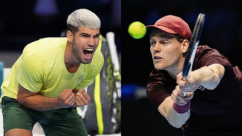 Carlos Alcaraz (L) bumped Jannik Sinner (R) from the season-ending world number one spot, but the Italian had the last laugh by edging the Spaniard to retain his ATP Finals title in Turin.