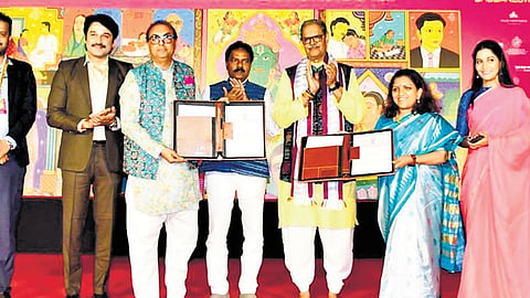 Deputy CM KV Singh Deo, Handlooms, Textile & Handicrafts minister Pradeep Bal Samanta and other guests at the function on Wednesday.
