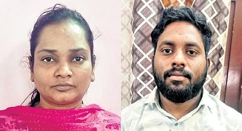 41-year-old B Clara Menaka Devi and 26-year-old R Pradheep (R).