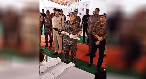 Director General of Police (DGP) Harish Kumar Gupta in a press conference in Rampachodavaram, Alluri Sitarama Raju district on Thursday.